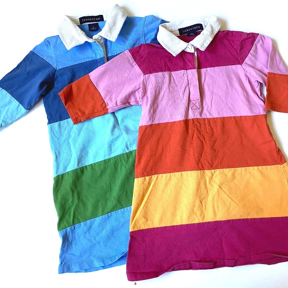 Lot of Land's End Cotton Rugby Shirt Dresses 2T - Picture 1 of 3